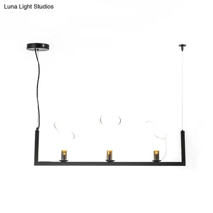 Modern black metallic linear chandelier – dining room glass pendant