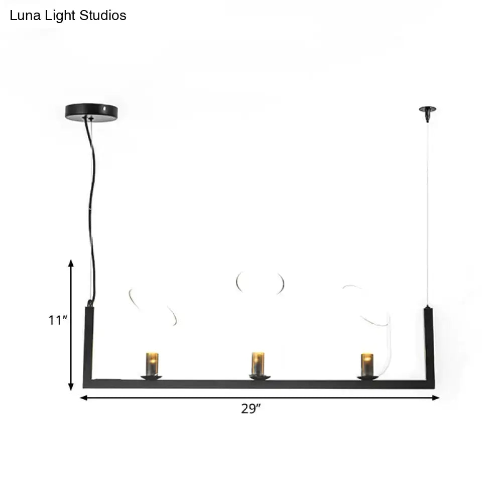 Modern black metallic linear chandelier – dining room glass pendant