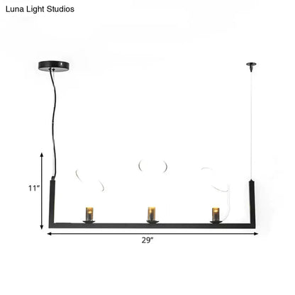 Modern black metallic linear chandelier – dining room glass pendant
