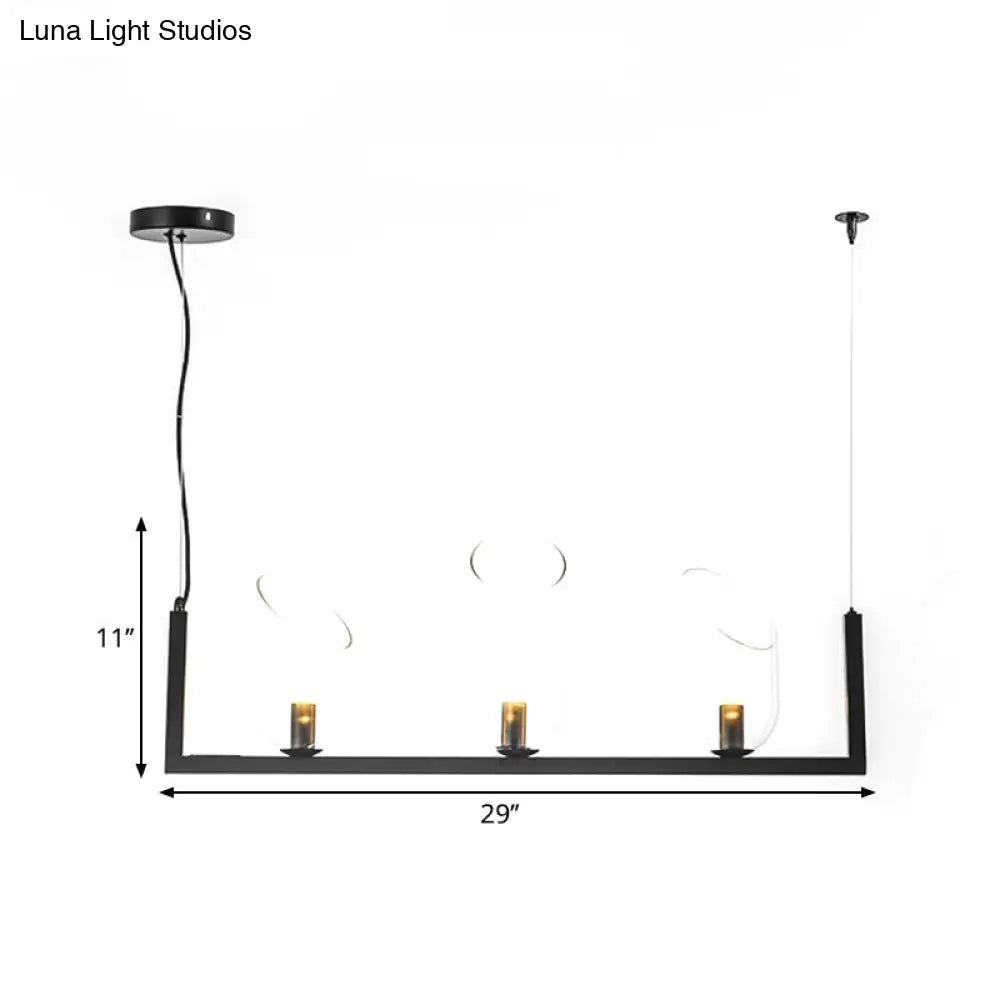 DecorBites™ Modern Black Metallic Linear Chandelier with Oblique Clear Shade, LED Pendant Light - Warm/White Illumination