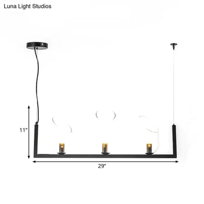 DecorBites™ Modern Black Metallic Linear Chandelier with Oblique Clear Shade, LED Pendant Light - Warm/White Illumination