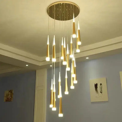 Modern black meteor shower crystal chandelier staircase light
