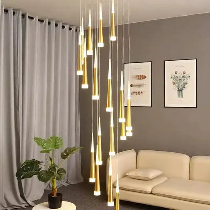 Modern black meteor shower crystal chandelier staircase light