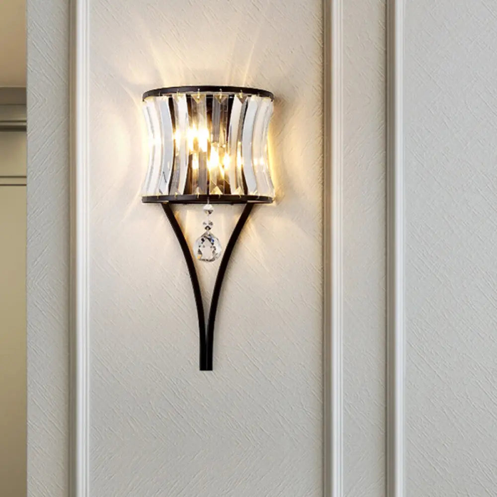 DecorBites™ Modern Black Mini Crystal Wall Light Sconce with Hanging Ball
