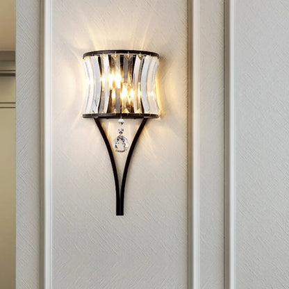 DecorBites™ Modern Black Mini Crystal Wall Light Sconce with Hanging Ball