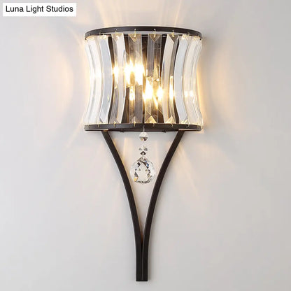 DecorBites™ Modern Black Mini Crystal Wall Light Sconce with Hanging Ball