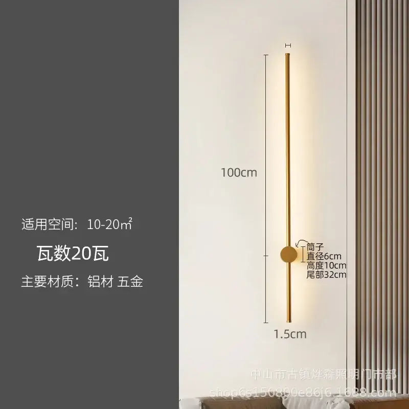 Modern black minimalist led strip wall lamp staircase light