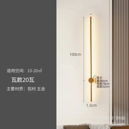 Modern black minimalist led strip wall lamp staircase light