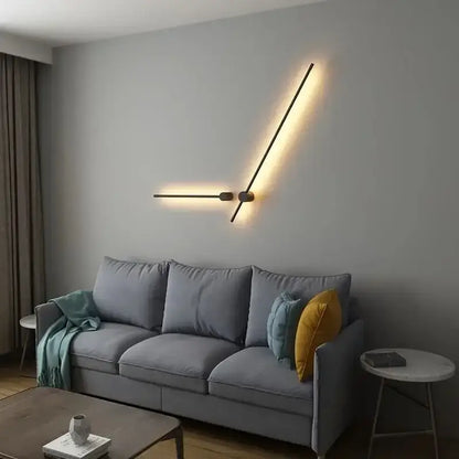 Modern black minimalist led strip wall lamp staircase light