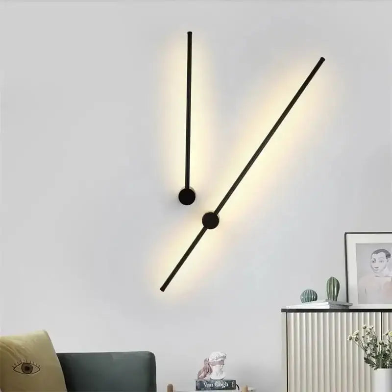 Modern black minimalist led strip wall lamp staircase light