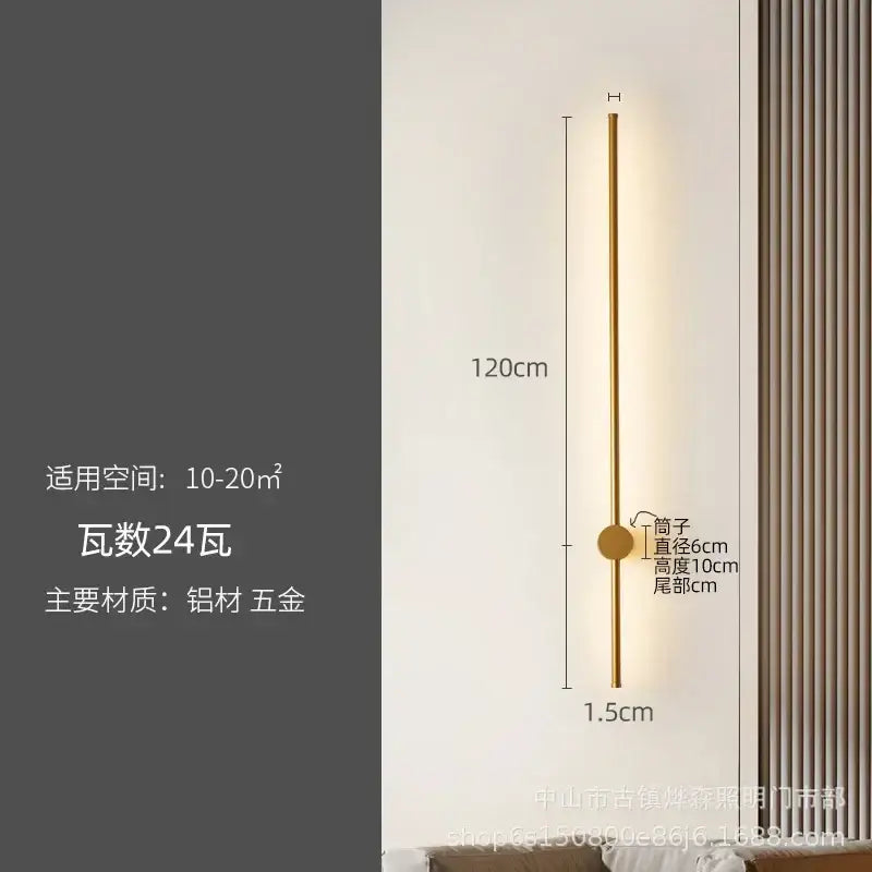 Modern black minimalist led strip wall lamp staircase light