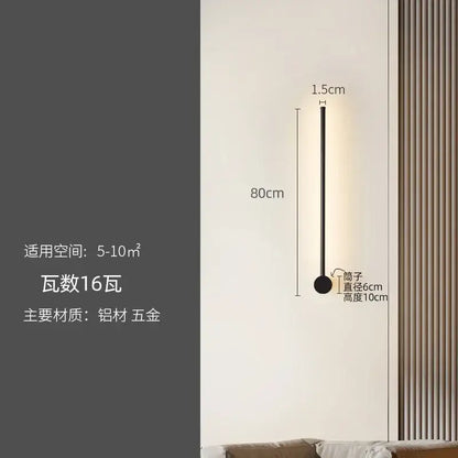 Modern black minimalist led strip wall lamp staircase light