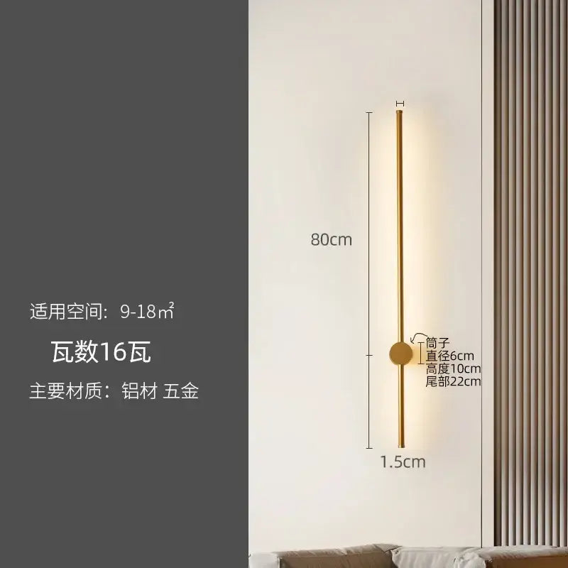 Modern black minimalist led strip wall lamp staircase light