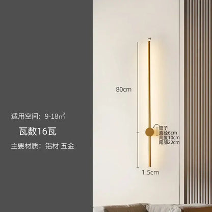 Modern black minimalist led strip wall lamp staircase light