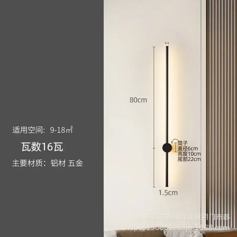 Modern black minimalist led strip wall lamp staircase light