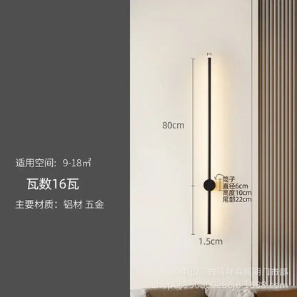 Modern black minimalist led strip wall lamp staircase light
