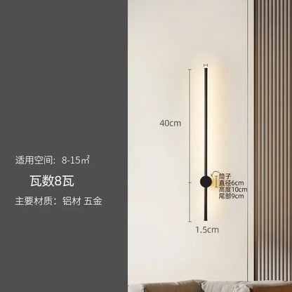 Modern black minimalist led strip wall lamp staircase light