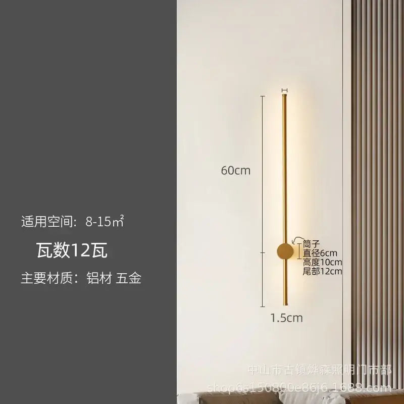 Modern black minimalist led strip wall lamp staircase light
