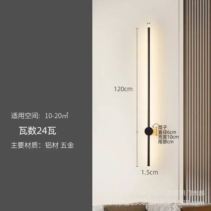Modern black minimalist led strip wall lamp staircase light