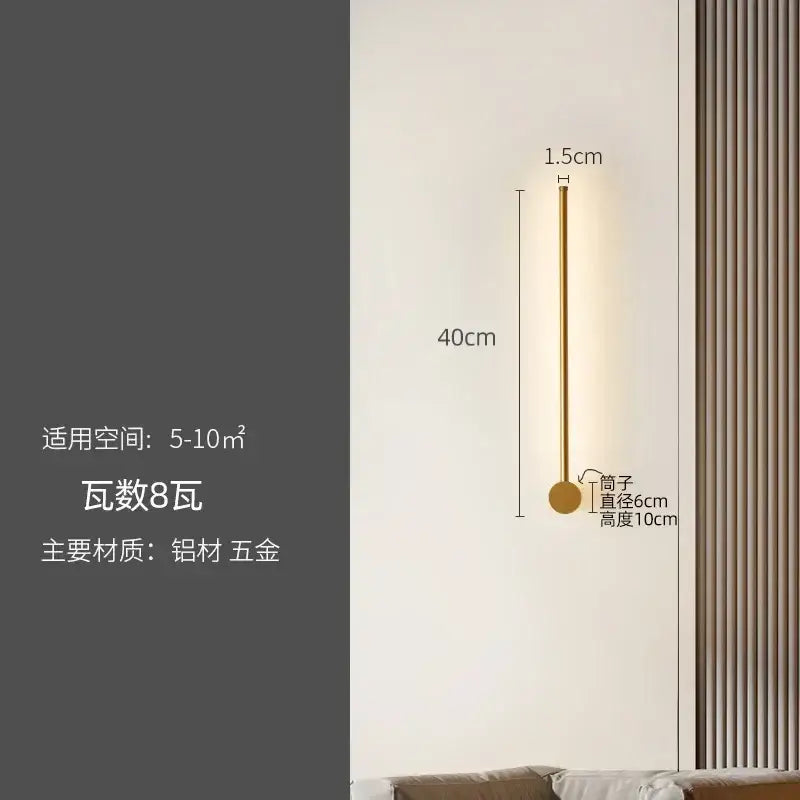 Modern black minimalist led strip wall lamp staircase light