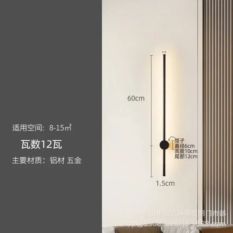 Modern black minimalist led strip wall lamp staircase light