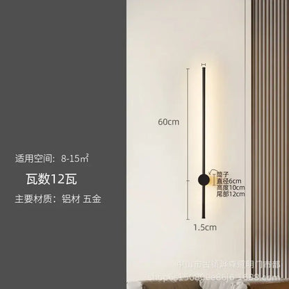 Modern black minimalist led strip wall lamp staircase light