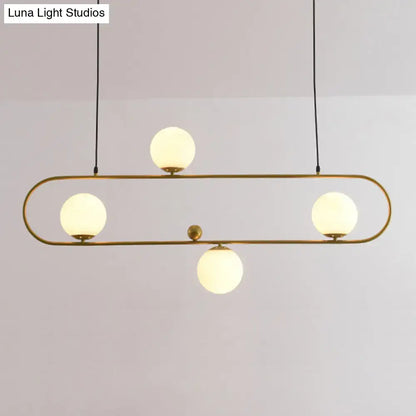 Modern black minimalist ellipse ceiling light with white globes living room