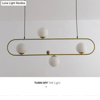 Modern black minimalist ellipse ceiling light with white globes living room