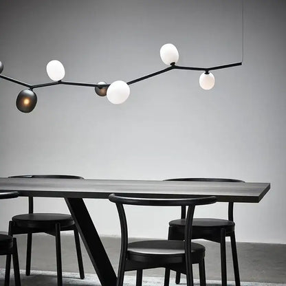 Modern black minimalist glass branch chandelier dining room light