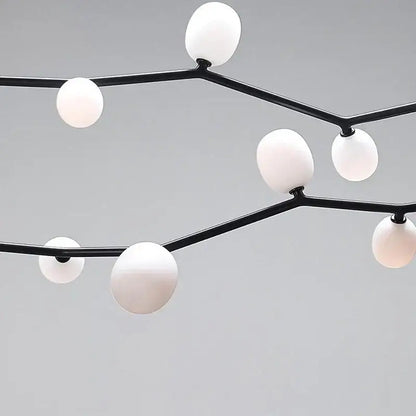 Modern black minimalist glass branch chandelier dining room light