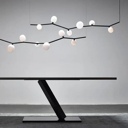 Modern black minimalist glass branch chandelier dining room light