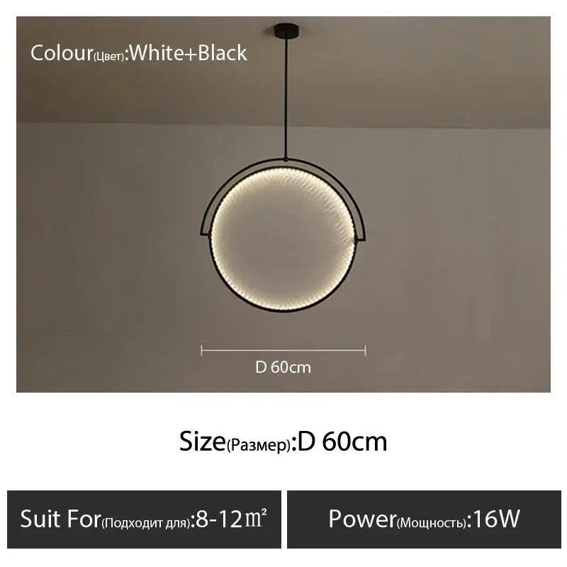Modern black minimalist led pendant light for living room