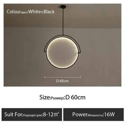 Modern black minimalist led pendant light for living room