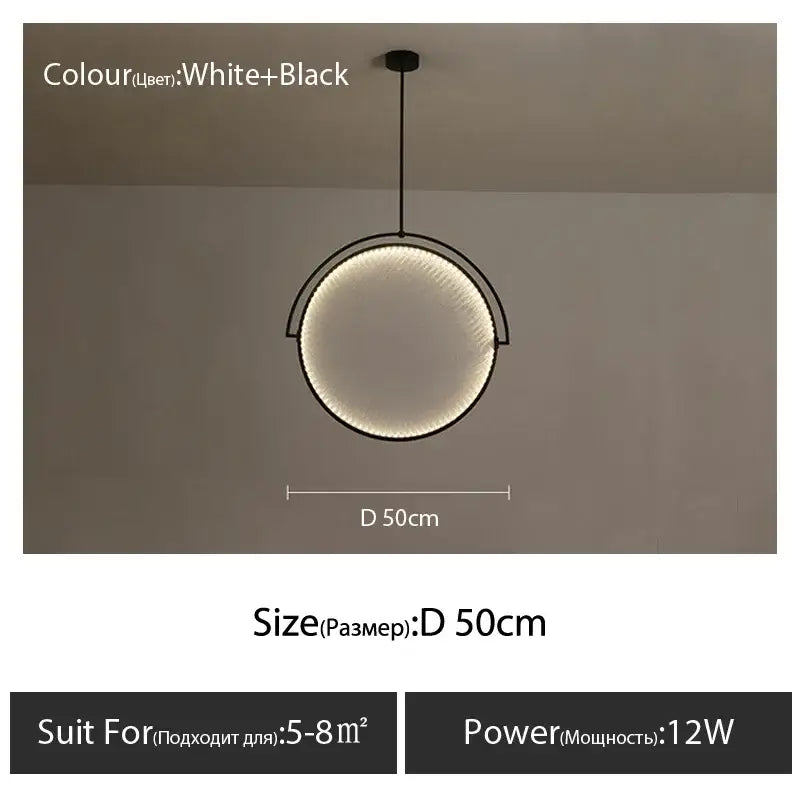 Modern black minimalist led pendant light for living room