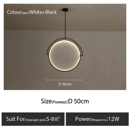Modern black minimalist led pendant light for living room