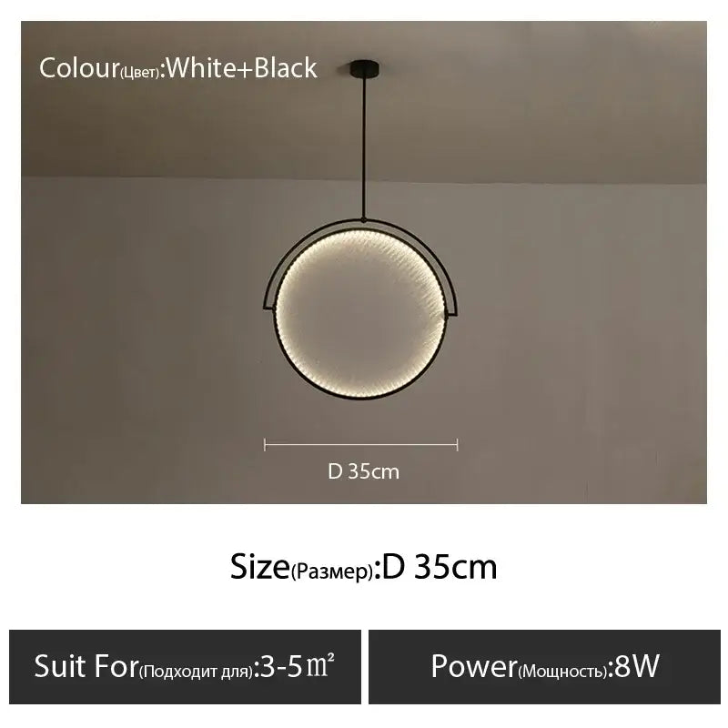Modern black minimalist led pendant light for living room