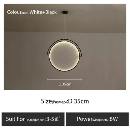 Modern black minimalist led pendant light for living room