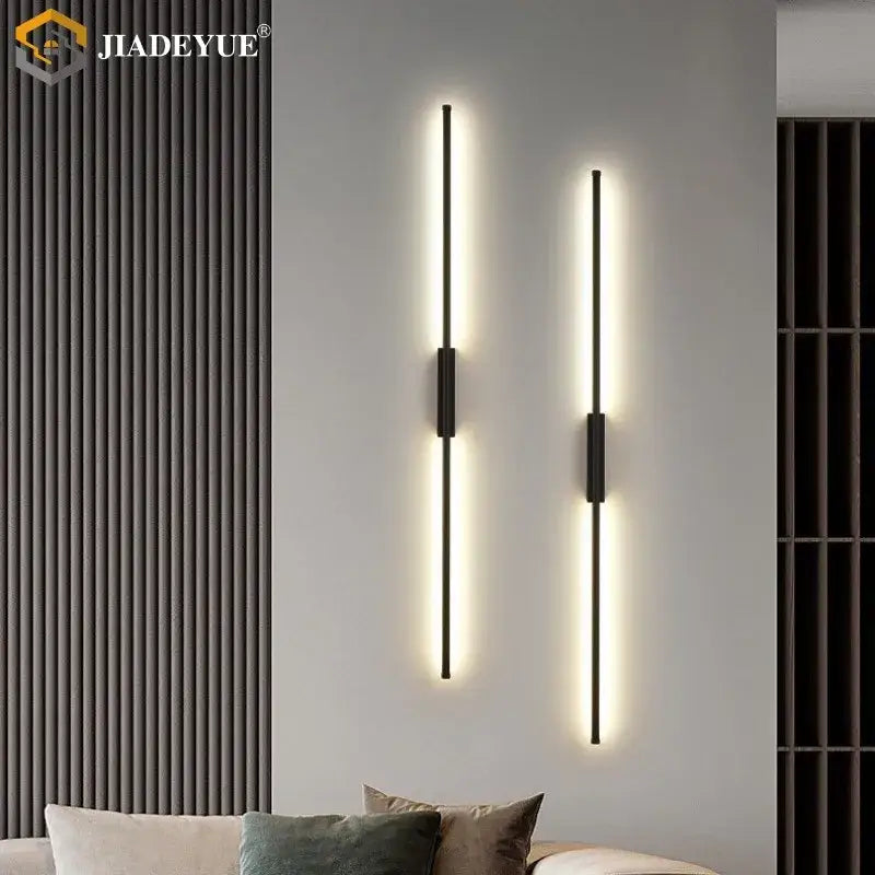 Modern black minimalist led strip wall lamp for living room