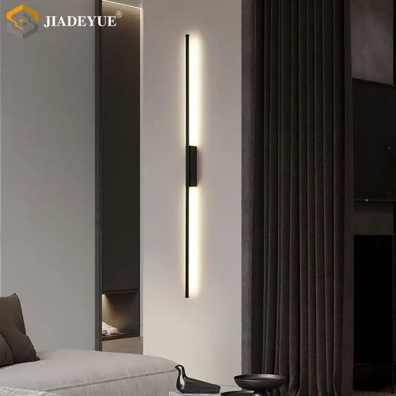 Modern black minimalist led strip wall lamp for living room