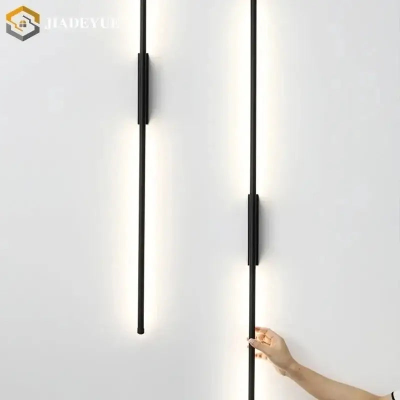 Modern black minimalist led strip wall lamp for living room