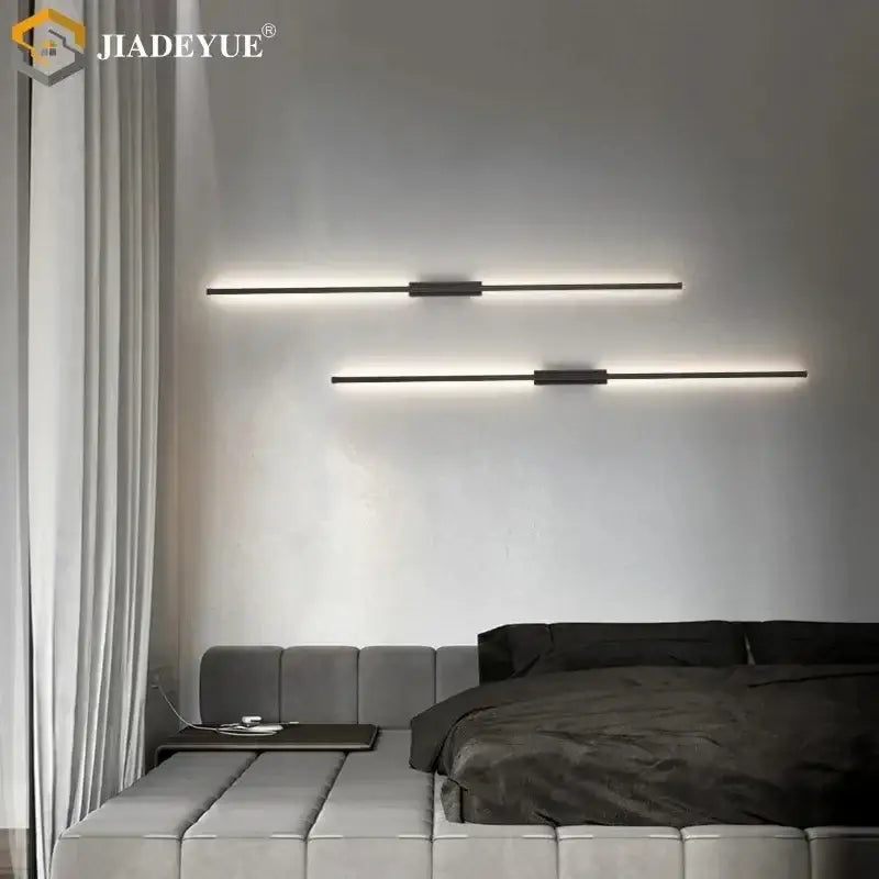 Modern black minimalist led strip wall lamp for living room