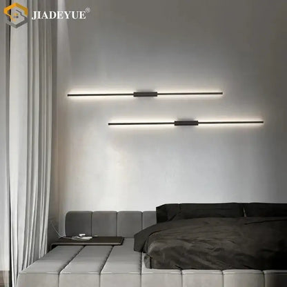 Modern black minimalist led strip wall lamp for living room