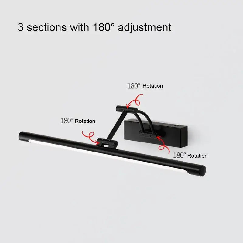 Modern black minimalist led wall lamp bathroom vanity light