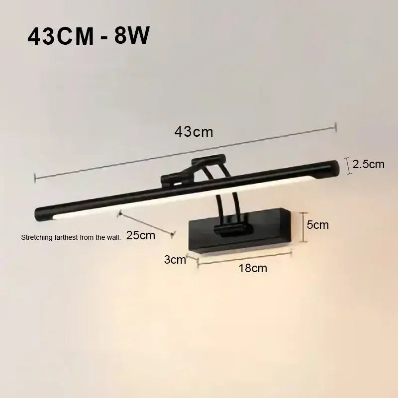 Modern black minimalist led wall lamp bathroom vanity light
