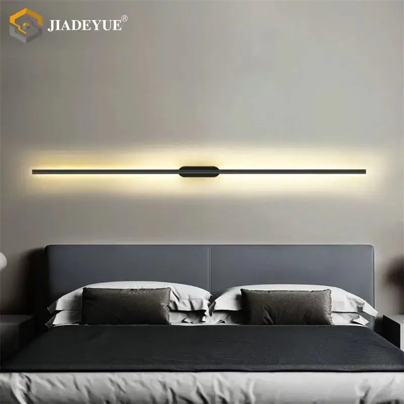 Modern black minimalist led wall lamp for bedroom warm ambient light