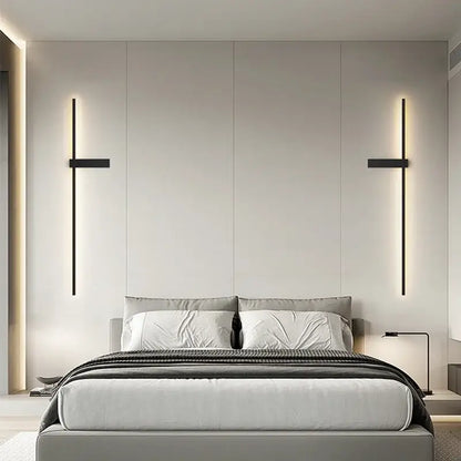 Modern black minimalist led wall lights for bedroom vertical sconce
