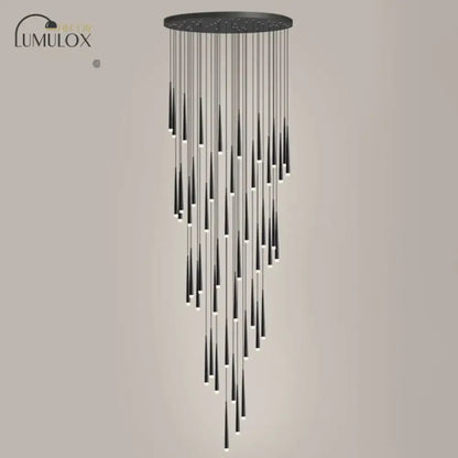 Modern black minimalist metallic multi ceiling light staircase pendant