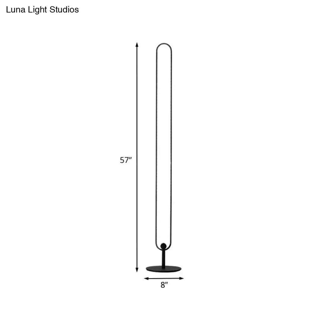 Modern black minimalist oval floor lamp bedroom warm white natural