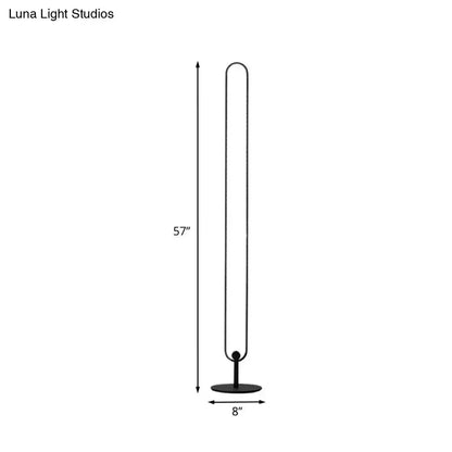 Modern black minimalist oval floor lamp bedroom warm white natural