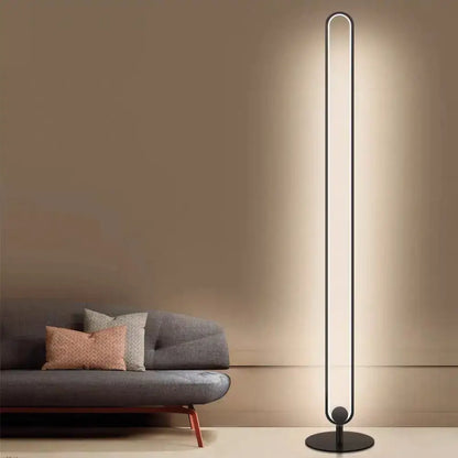 Modern black minimalist oval floor lamp bedroom warm white natural